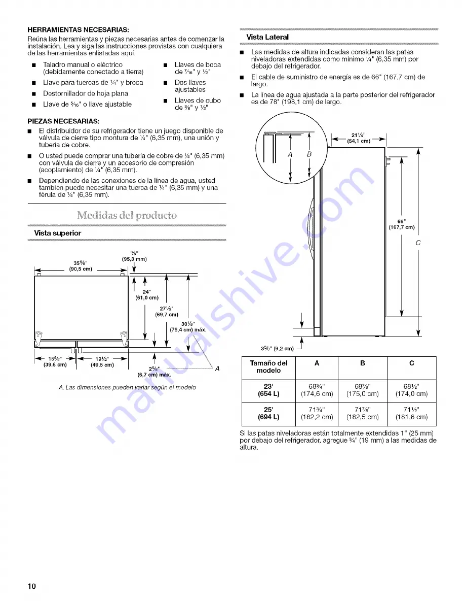 Whirlpool GC3NHAXVS - Side-By-Side Refrigerator Скачать руководство пользователя страница 10