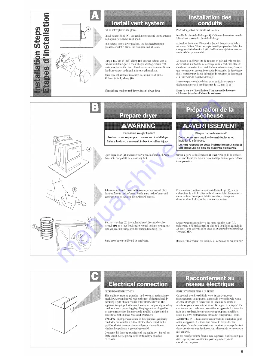 Whirlpool GEW9868KL Installation Instructions Manual Download Page 6