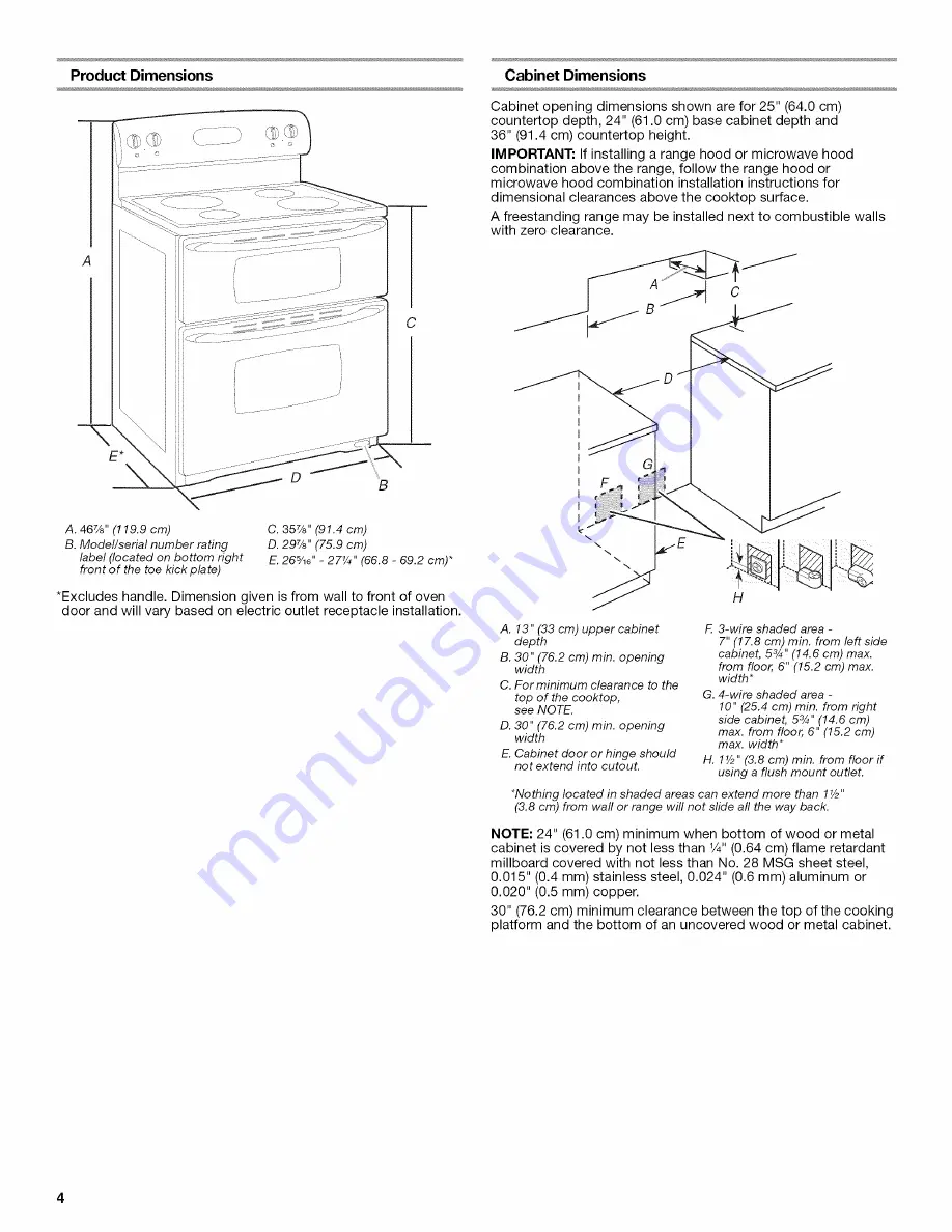 Whirlpool GGE350LWB00 Installation Instructions Manual Download Page 4