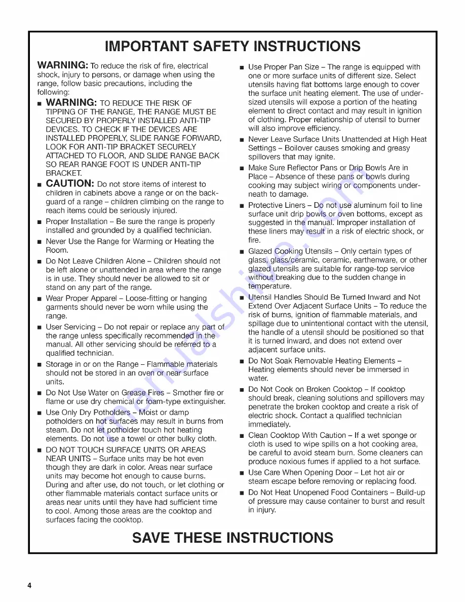 Whirlpool GR440LXL Use & Care Manual Download Page 4