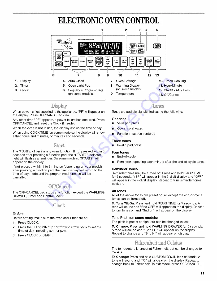 Whirlpool GR440LXL Use & Care Manual Download Page 11