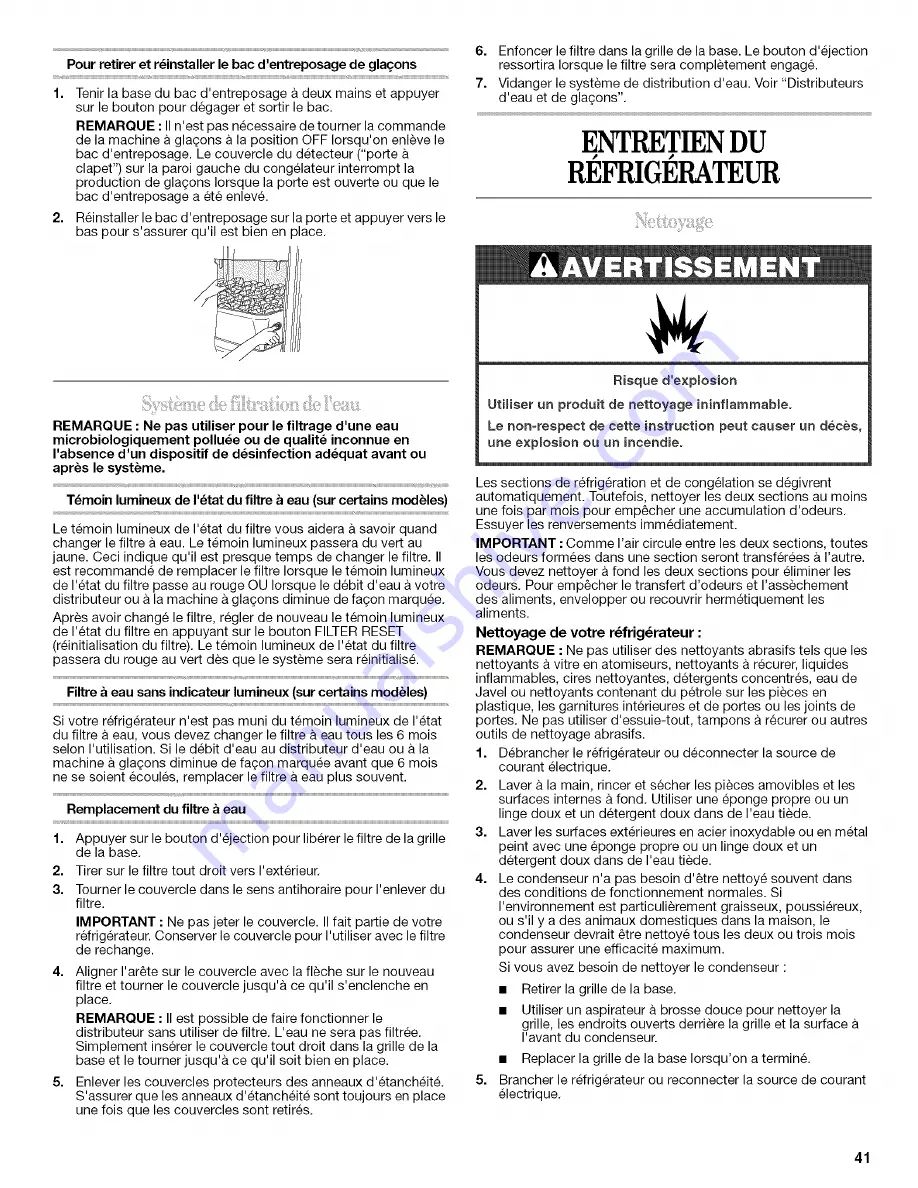 Whirlpool GS6NBEXRA00 Use & Care Manual Download Page 41