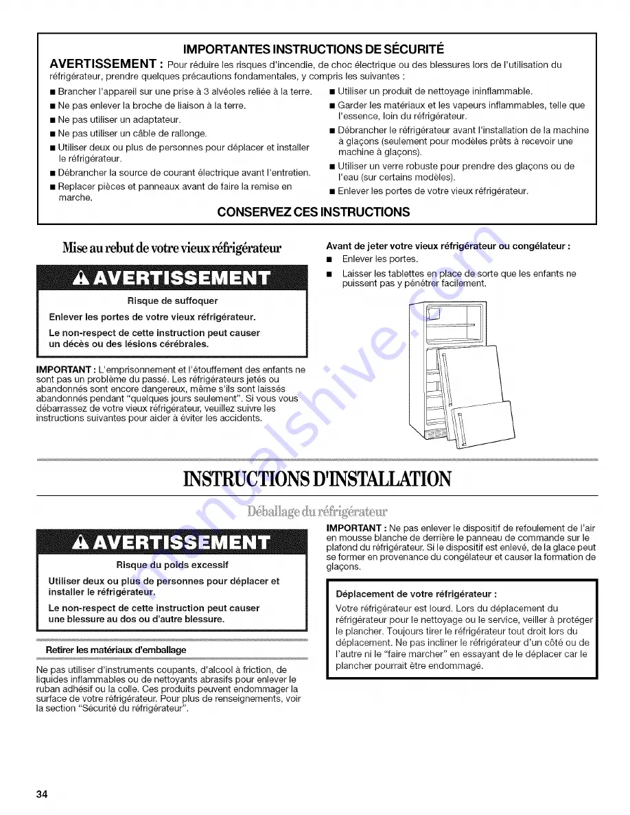 Whirlpool GT1SHTXMQ03 Use & Care Manual Download Page 34