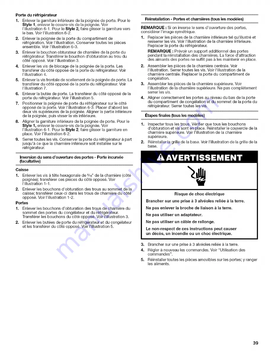 Whirlpool GT1SHTXMQ03 Use & Care Manual Download Page 39