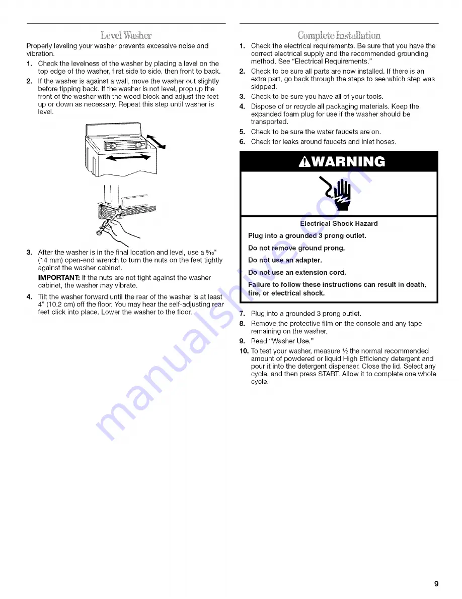 Whirlpool GVW9959KL3 Скачать руководство пользователя страница 9