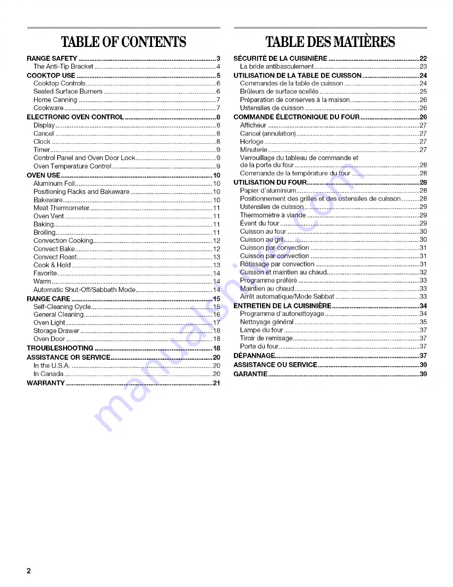 Whirlpool GW397LXUB0 Use & Care Manual Download Page 2