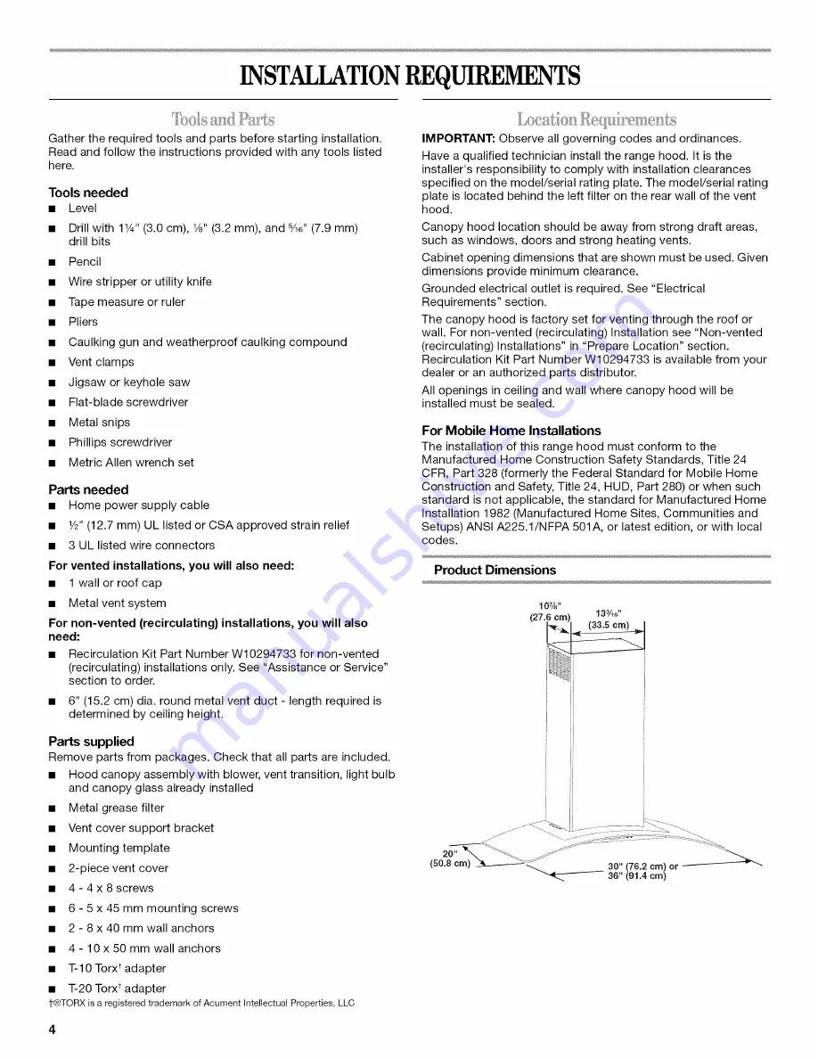 Whirlpool GXW6530DXS0 Installation Instructions And Use & Care Manual Download Page 4