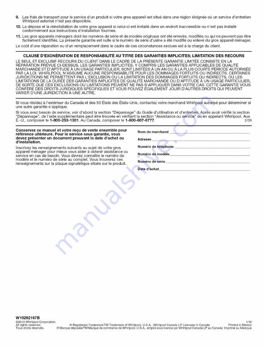 Whirlpool GXW6530DXS0 Installation Instructions And Use & Care Manual Download Page 28