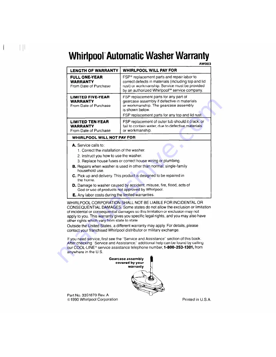 Whirlpool LA5100XT Use & Care Manual Download Page 12