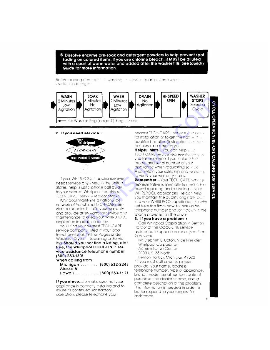 Whirlpool LA6400XK Use And Care Manual Download Page 11