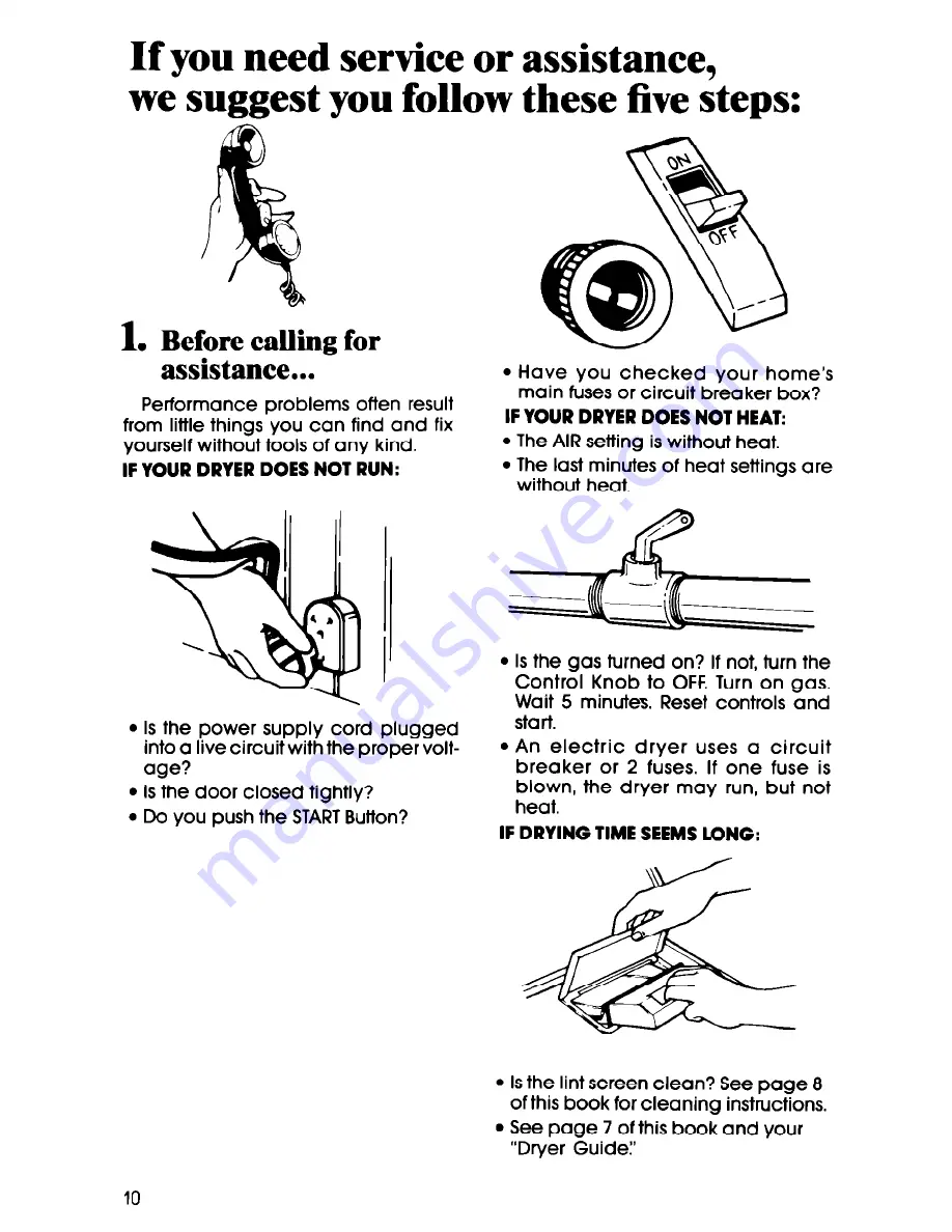 Whirlpool LE6055XS Use & Care Manual Download Page 10