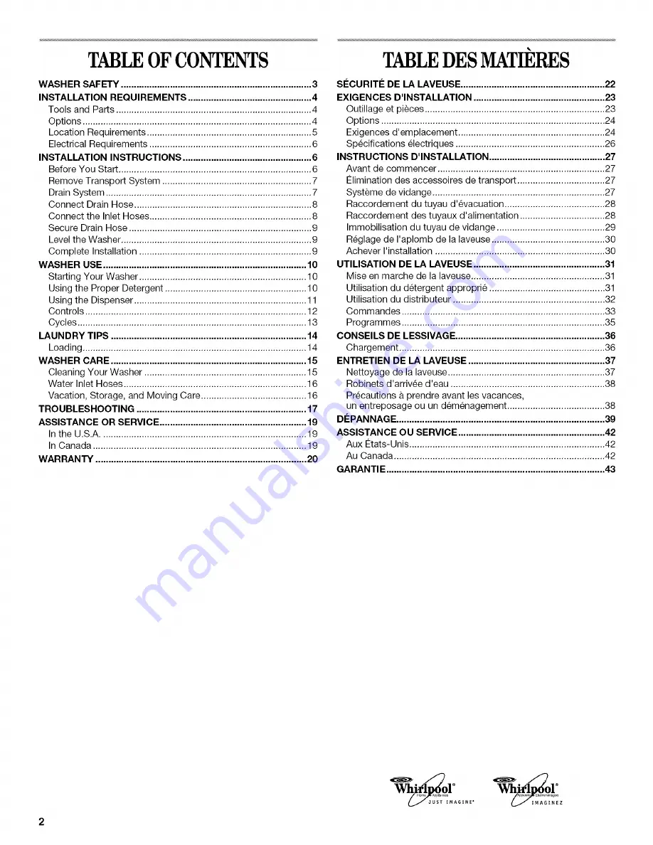 Whirlpool LHW0050PQ4 Use & Care Manual Download Page 2