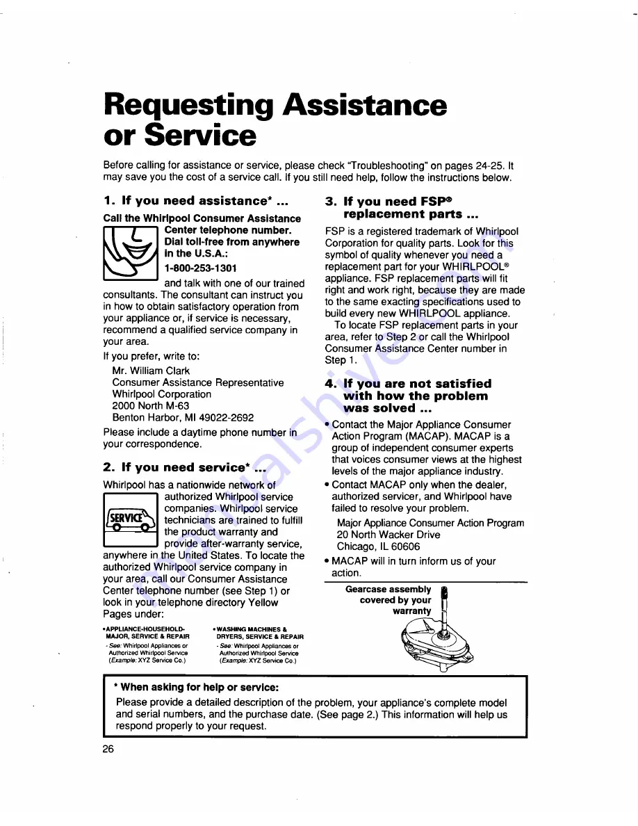 Whirlpool LSR7233DQ0 Use And Care Manual Download Page 26