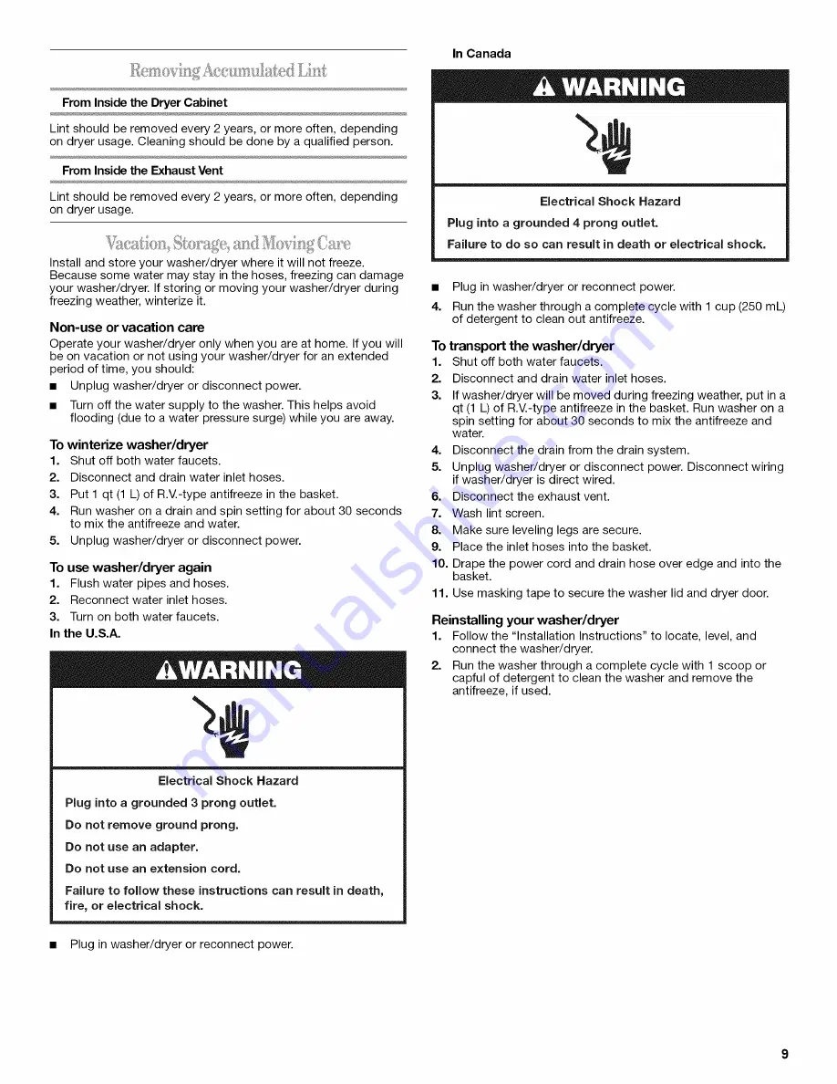 Whirlpool LTE5243DQ9 User Instructions Download Page 9