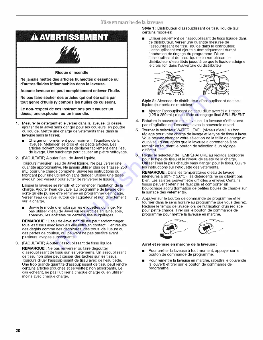 Whirlpool LTE5243DQ9 User Instructions Download Page 20