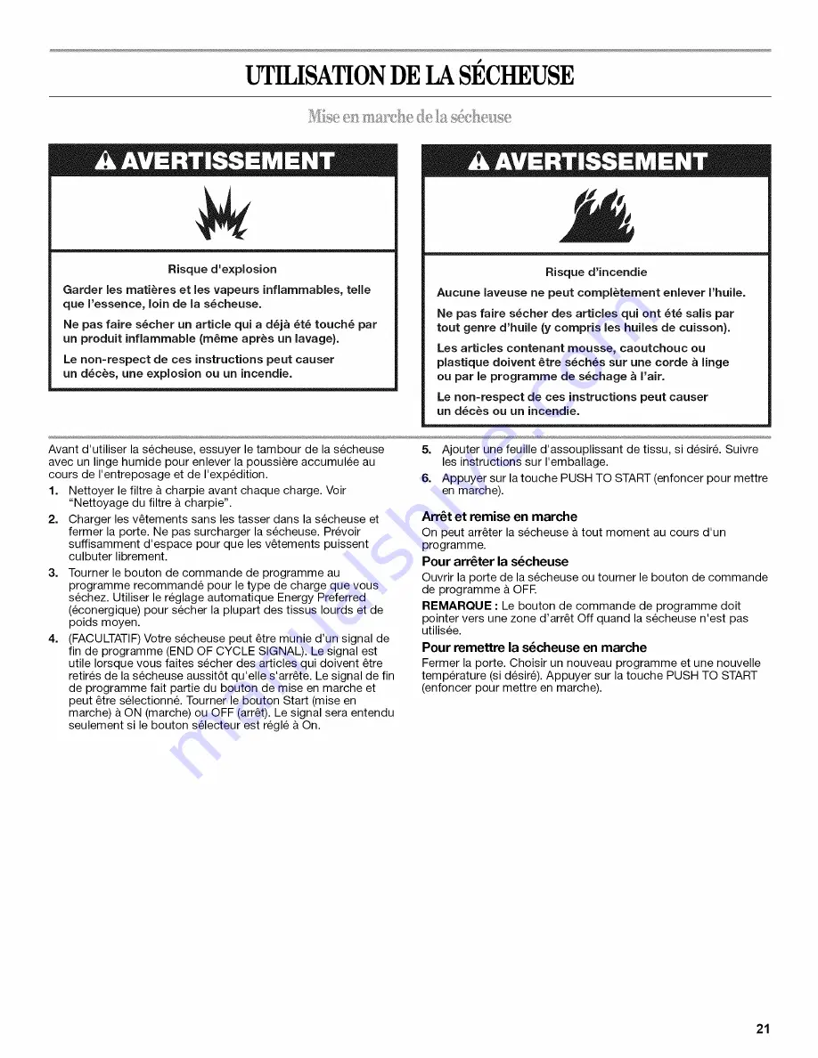 Whirlpool LTE5243DQ9 User Instructions Download Page 21