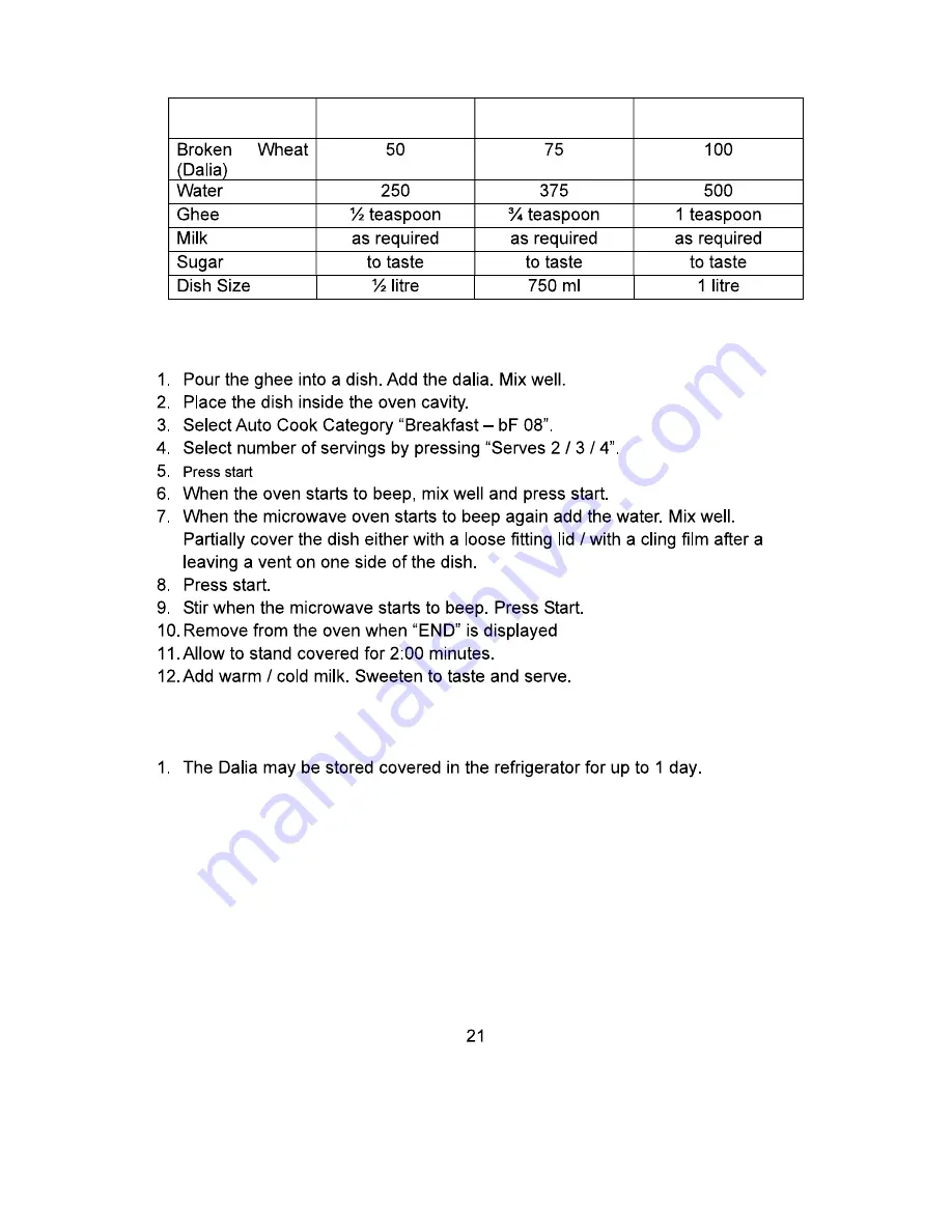 Whirlpool MAGICOOK 20 L Deluxe-B Owner'S Manual Download Page 22