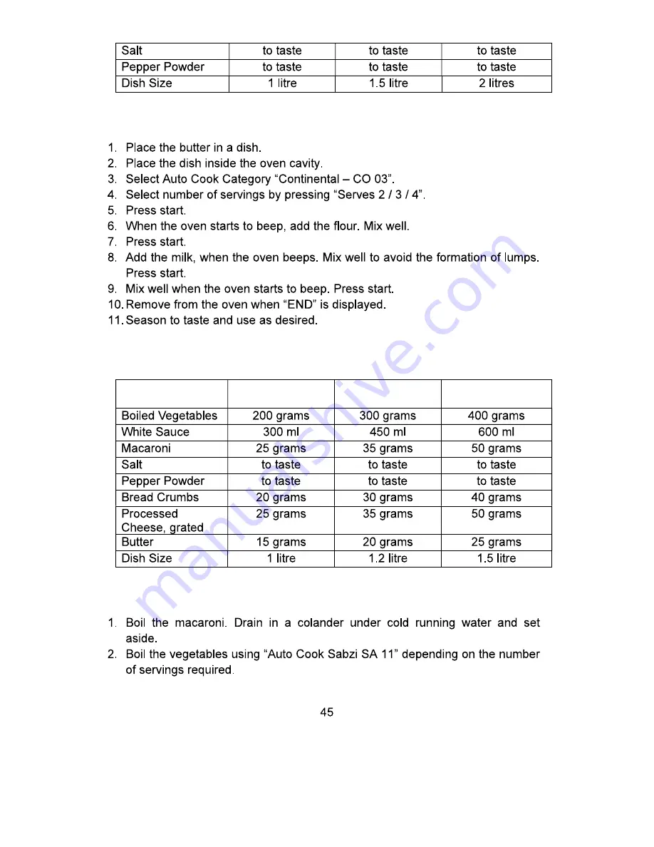 Whirlpool MAGICOOK 20 L Deluxe-B Owner'S Manual Download Page 46