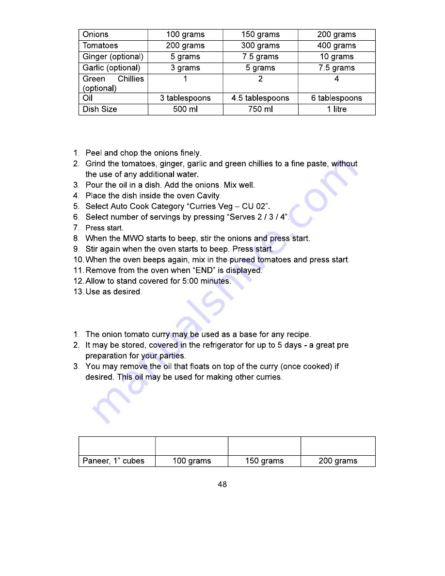 Whirlpool MAGICOOK 20 L Deluxe-B Owner'S Manual Download Page 49