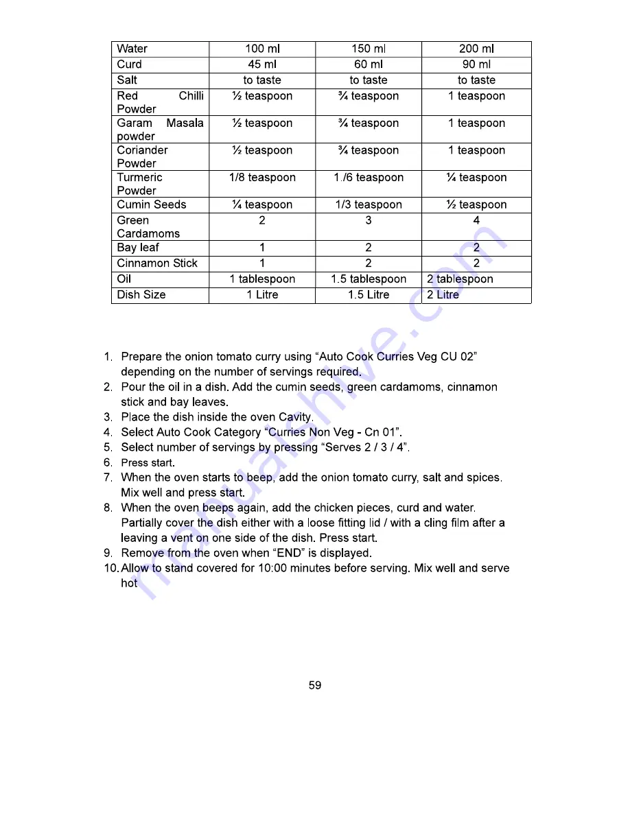 Whirlpool MAGICOOK 20 L Deluxe-B Owner'S Manual Download Page 60