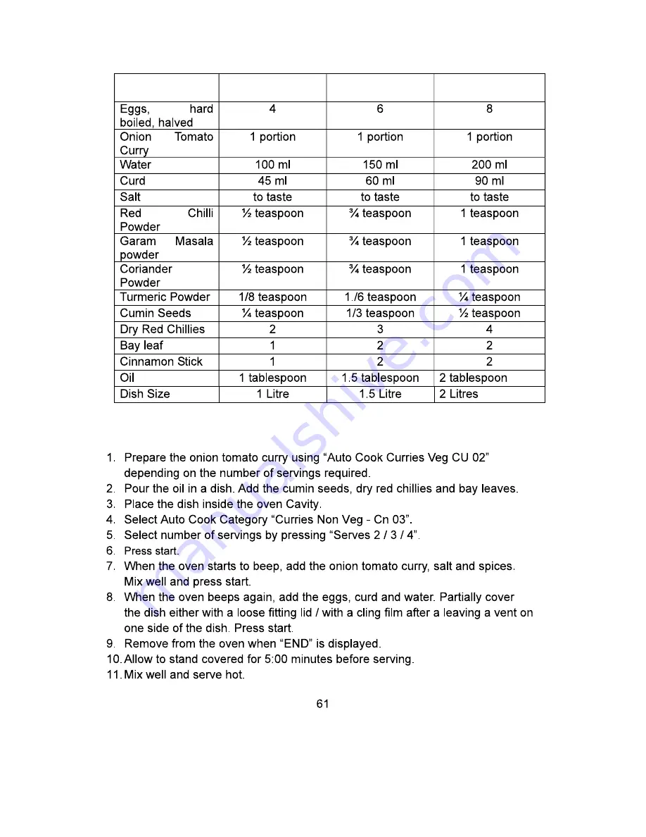 Whirlpool MAGICOOK 20 L Deluxe-B Owner'S Manual Download Page 62