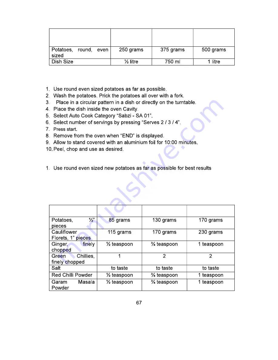 Whirlpool MAGICOOK 20 L Deluxe-B Owner'S Manual Download Page 68