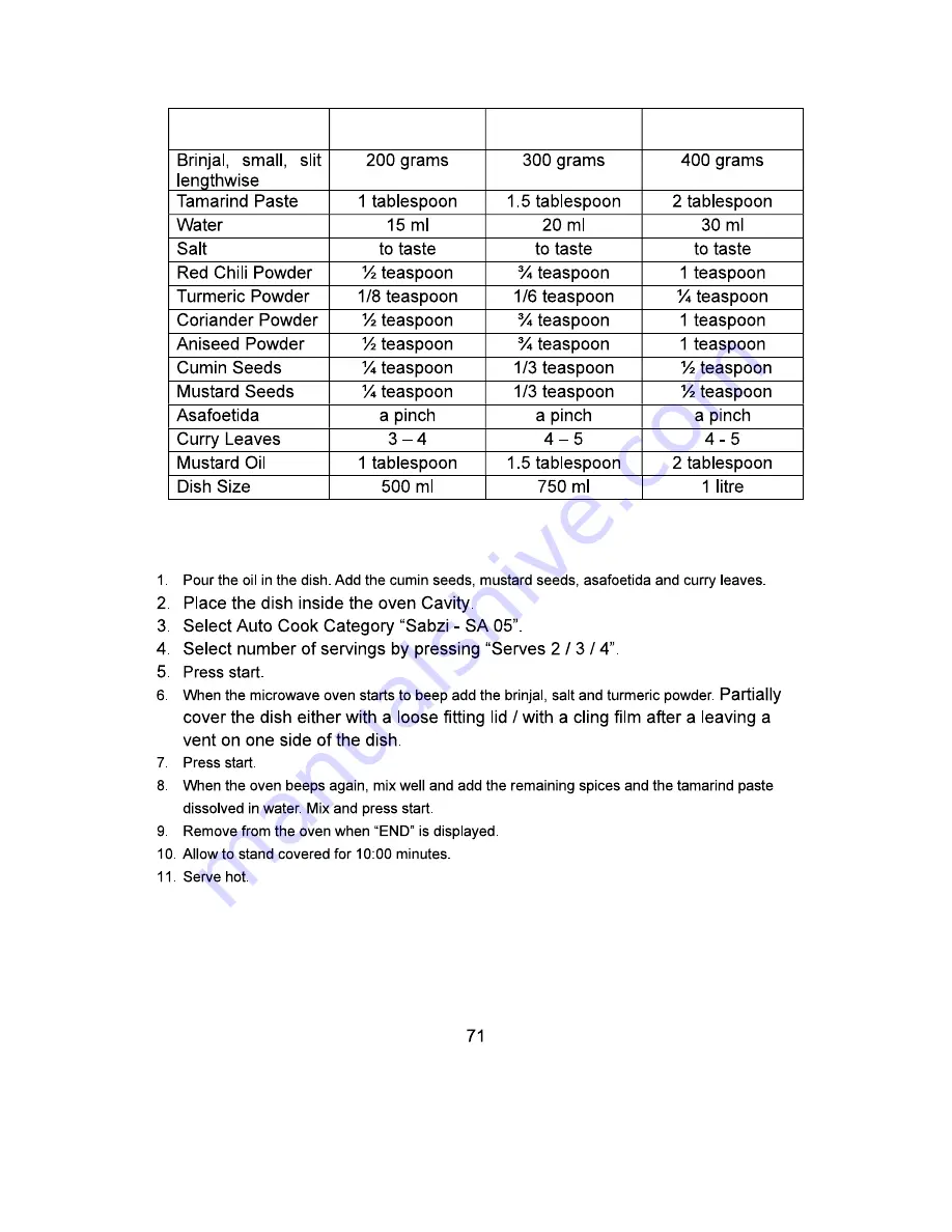 Whirlpool MAGICOOK 20 L Deluxe-B Owner'S Manual Download Page 72