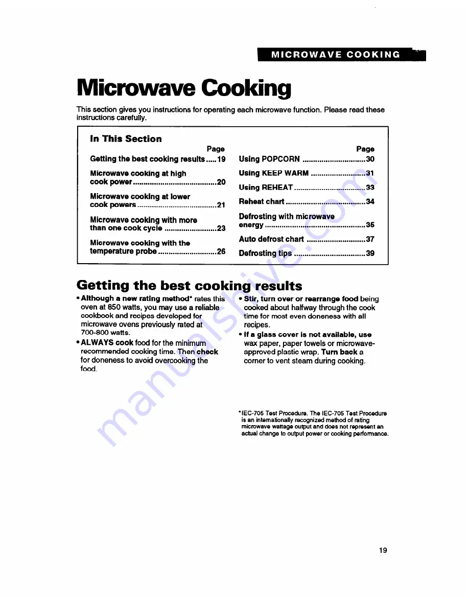 Whirlpool MC8130XA Use And Care Manual Download Page 19