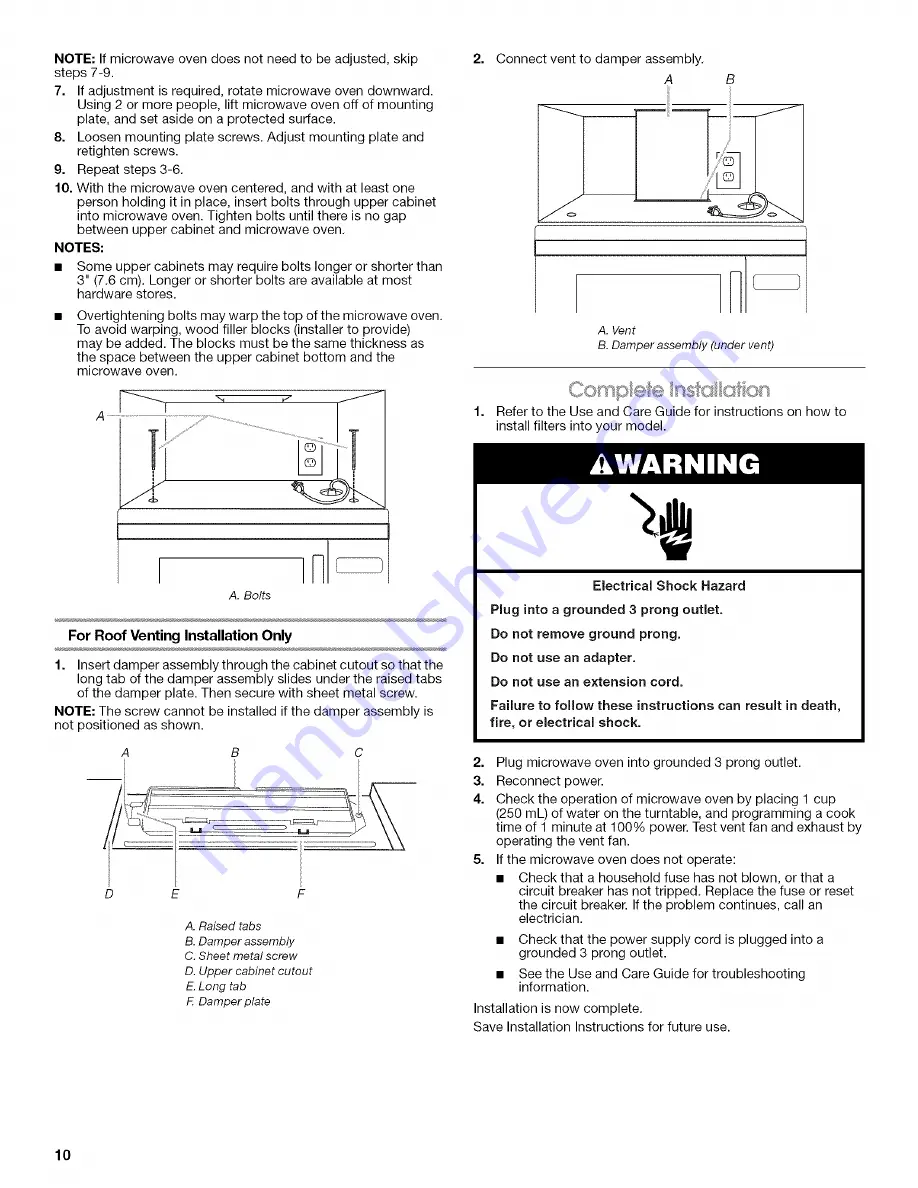 Whirlpool MH1160XSB Скачать руководство пользователя страница 10