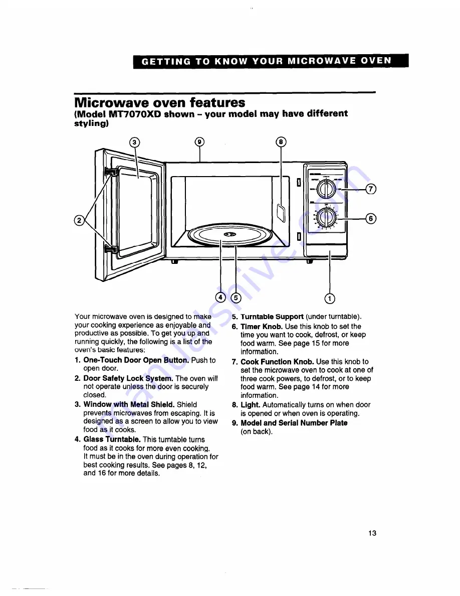 Whirlpool MT7070XD Use And Care Manual Download Page 13