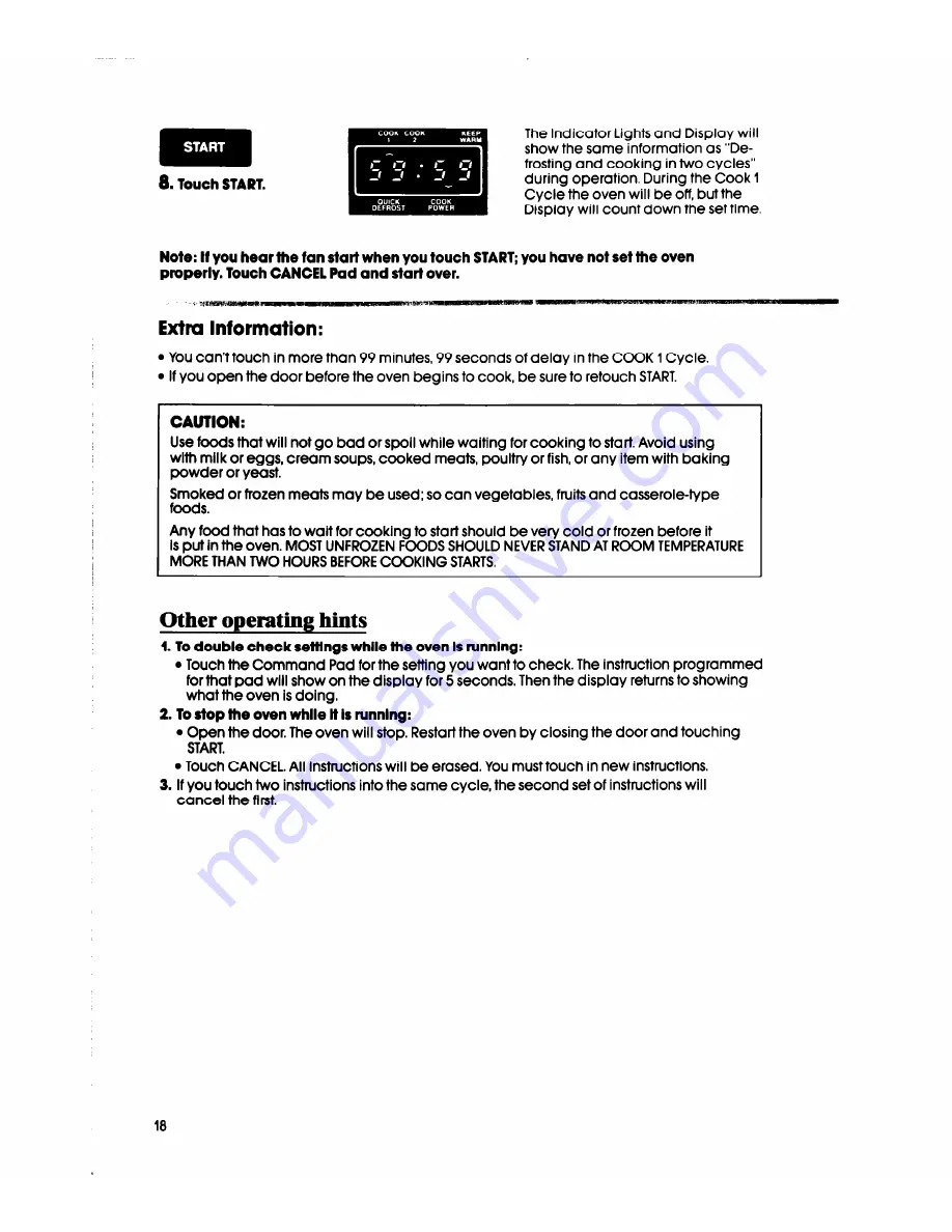 Whirlpool MW3500XS Use & Care Manual Download Page 18