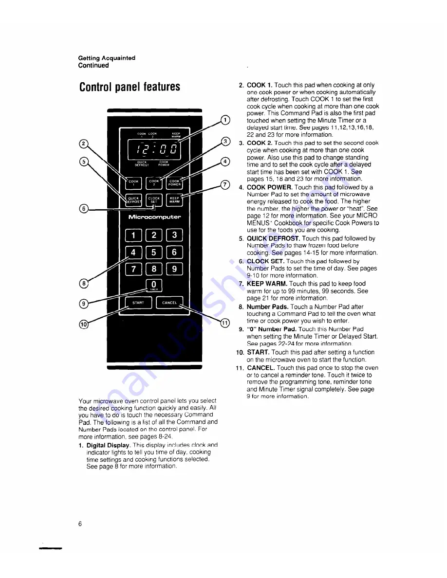 Whirlpool MW7400XW Use And Care Manual Download Page 6