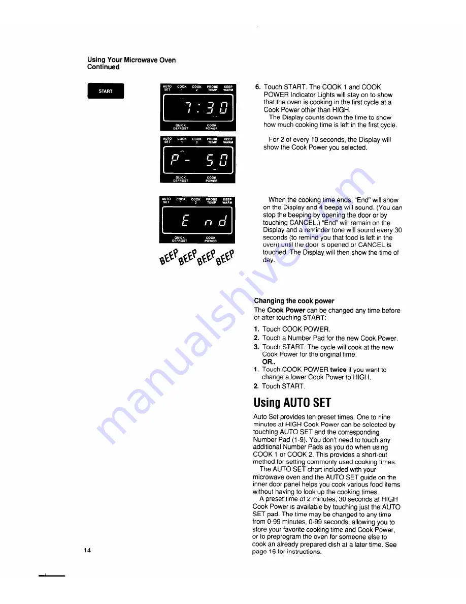 Whirlpool MW7500XW Скачать руководство пользователя страница 14