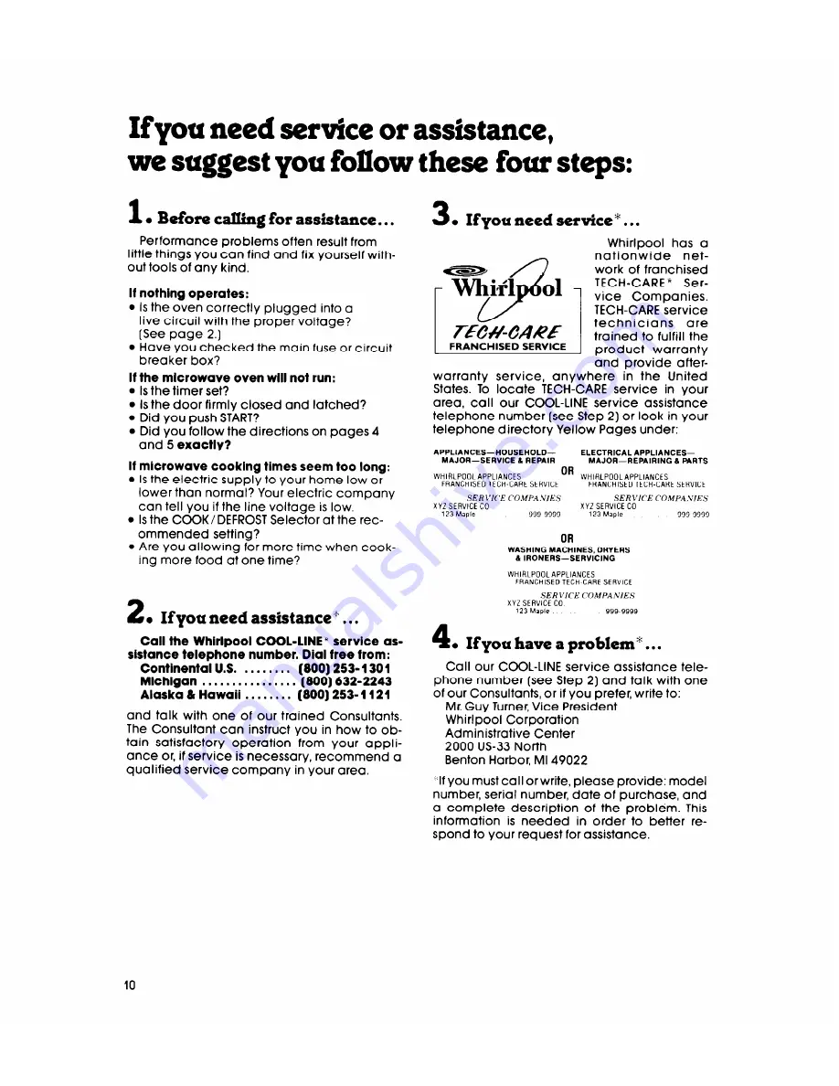 Whirlpool MW8100XL Use & Care Manual Download Page 10