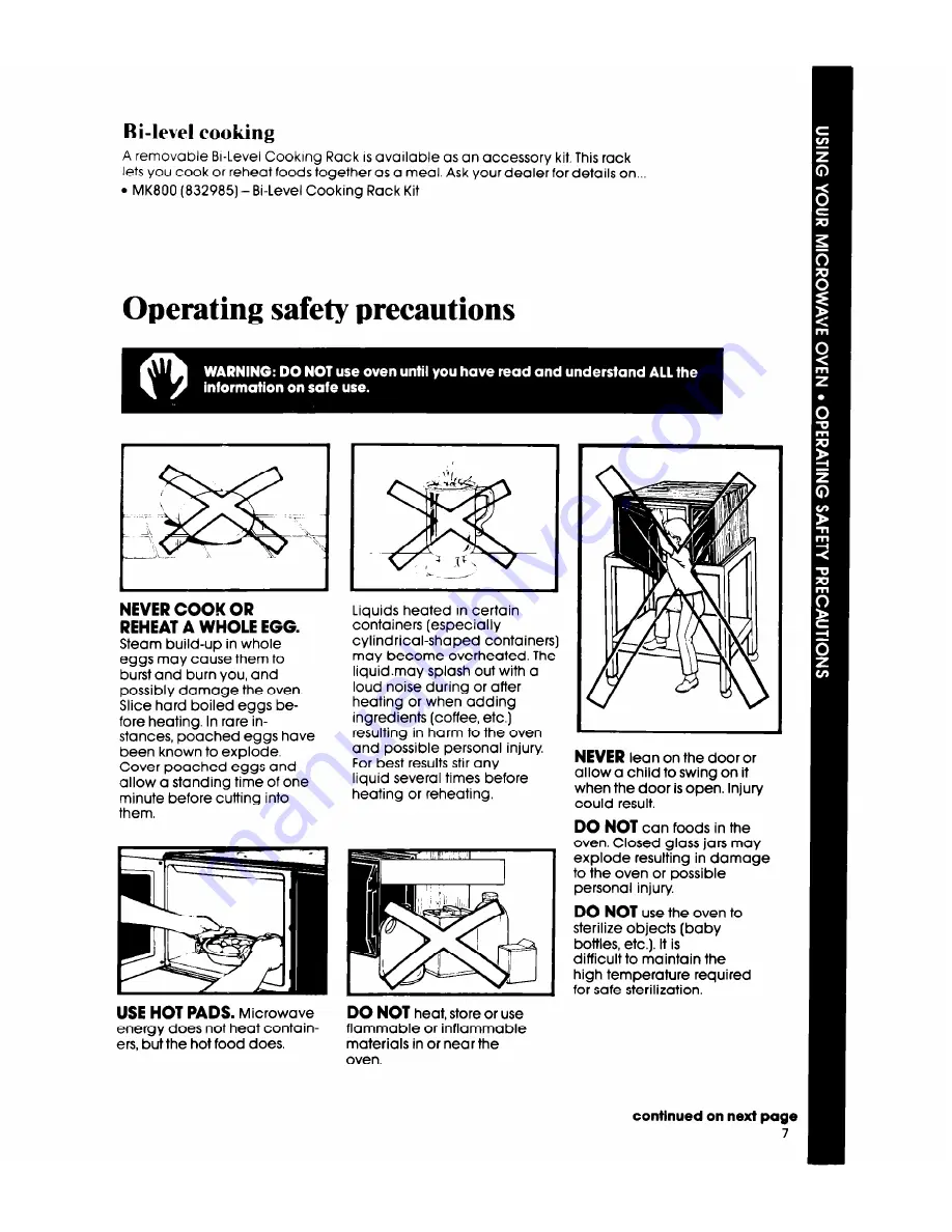 Whirlpool MW8100XR Use & Care Manual Download Page 7