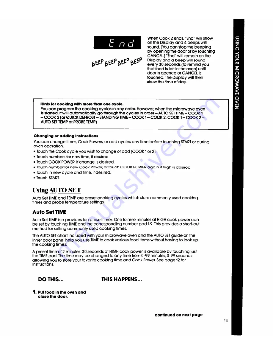 Whirlpool MW8700XS Use And Care Manual Download Page 13