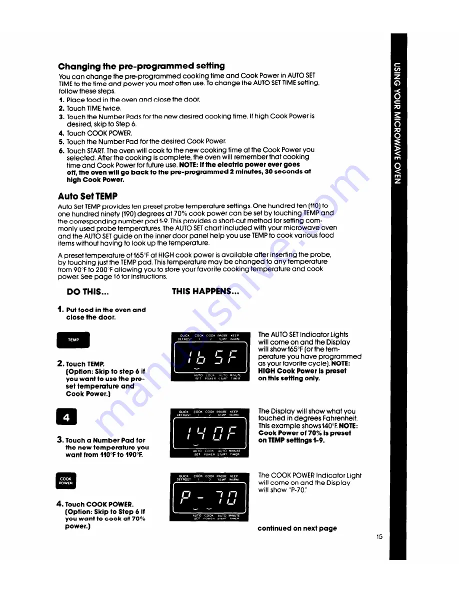 Whirlpool MW8700XS Use And Care Manual Download Page 15