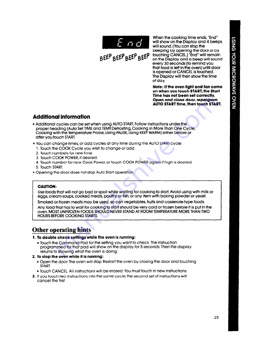 Whirlpool MW8700XS Use And Care Manual Download Page 25