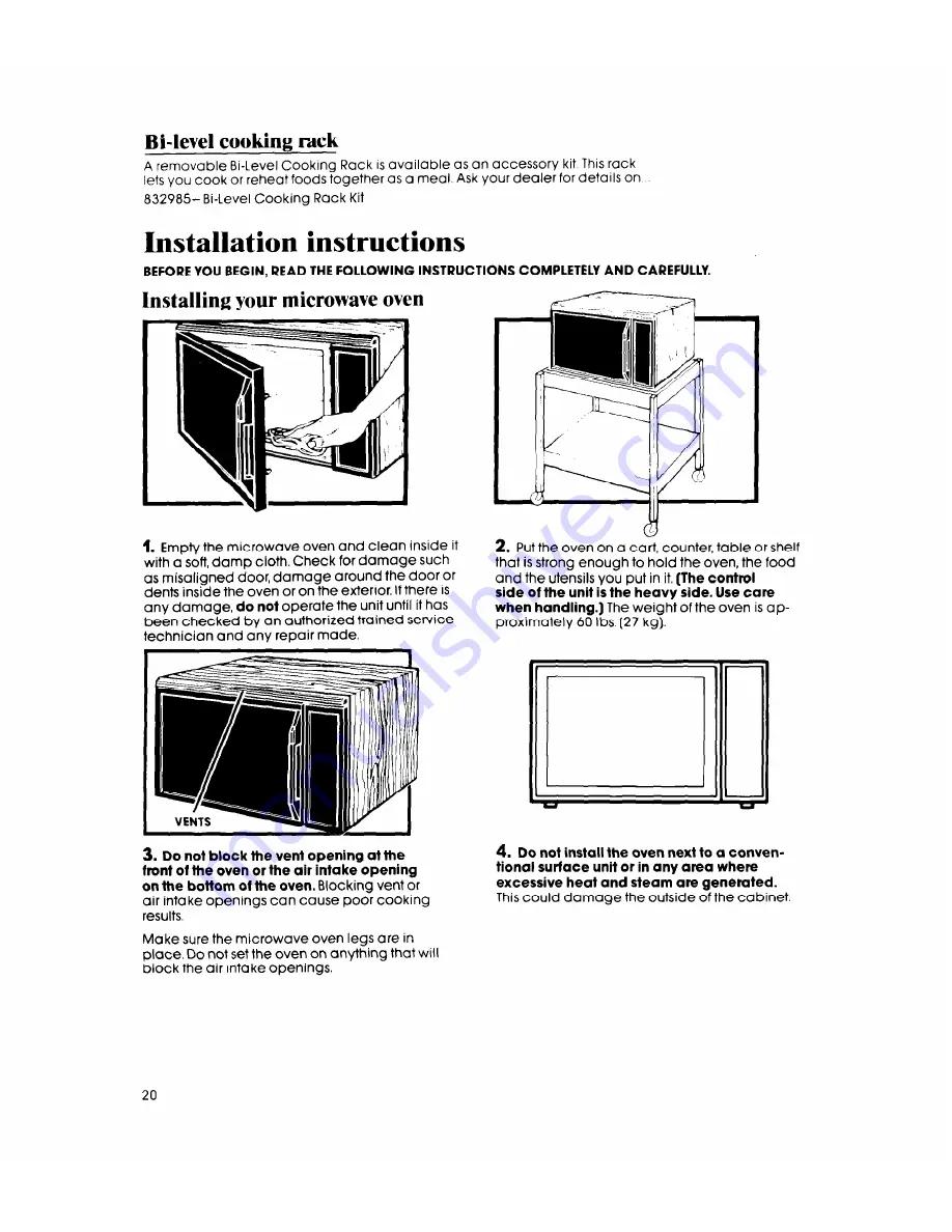 Whirlpool MW8800XS Use & Care Manual Download Page 20