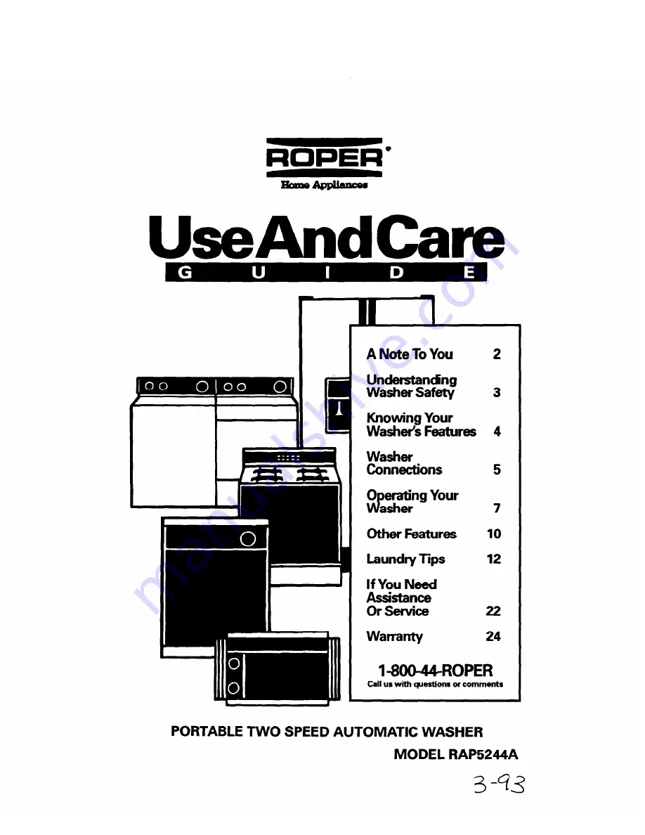 Whirlpool RAP5244A Use And Care Manual Download Page 1