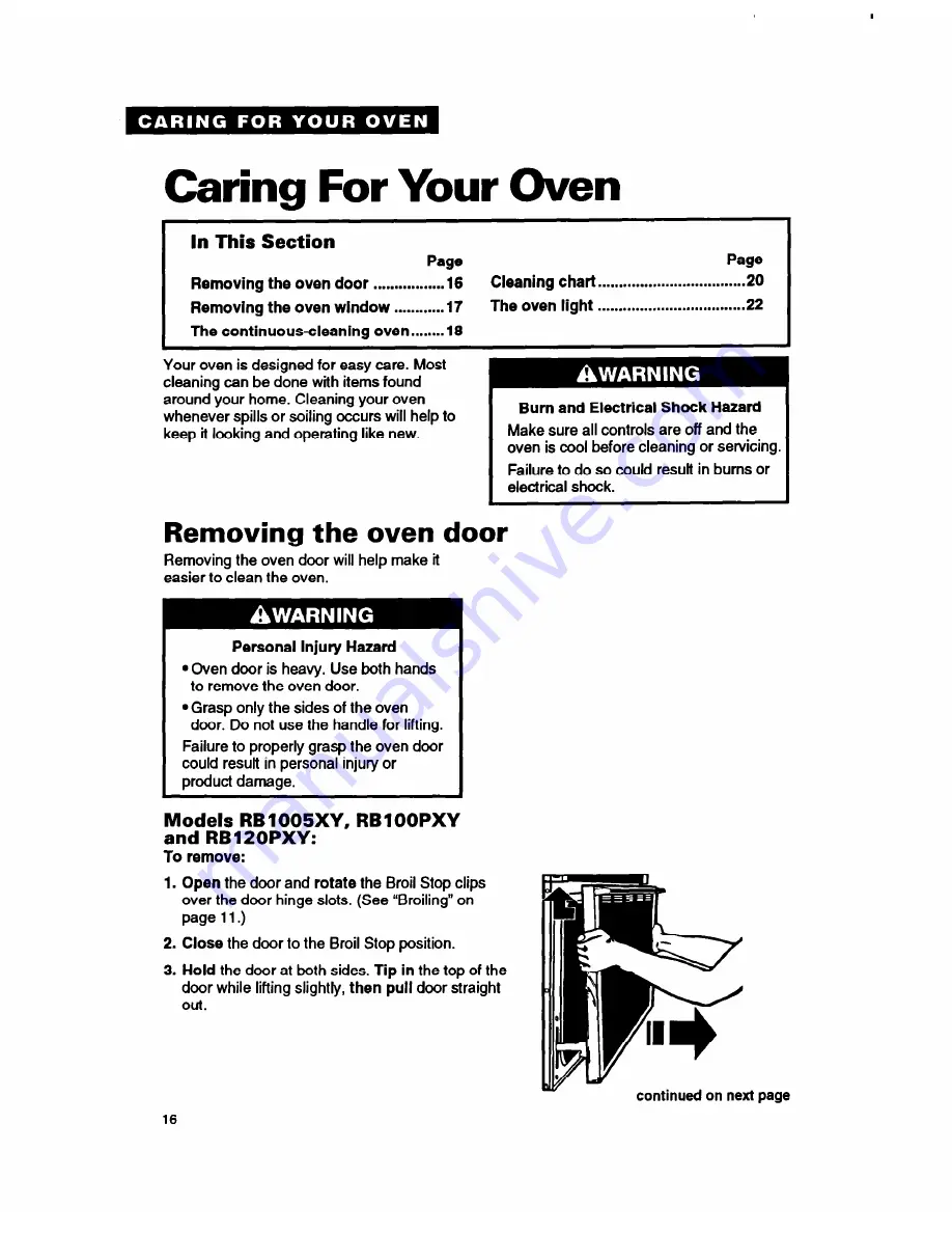 Whirlpool RB1005PXY Use And Care Manual Download Page 16