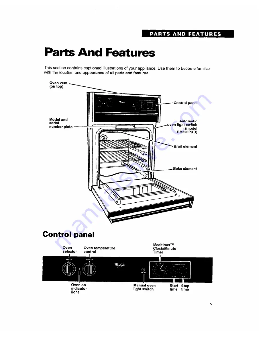 Whirlpool RB1005XY Use And Care Manual Download Page 5