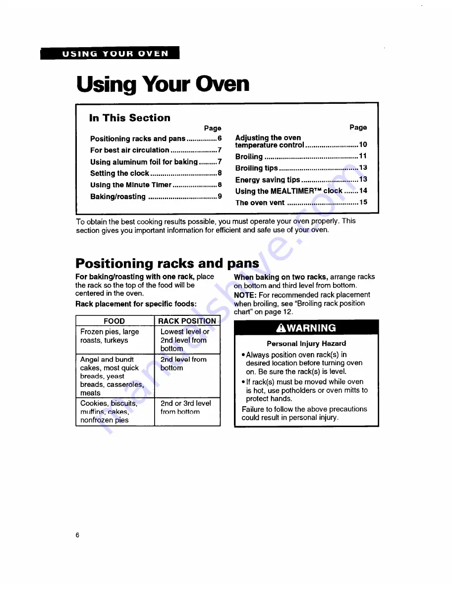 Whirlpool RB1005XY Use And Care Manual Download Page 6