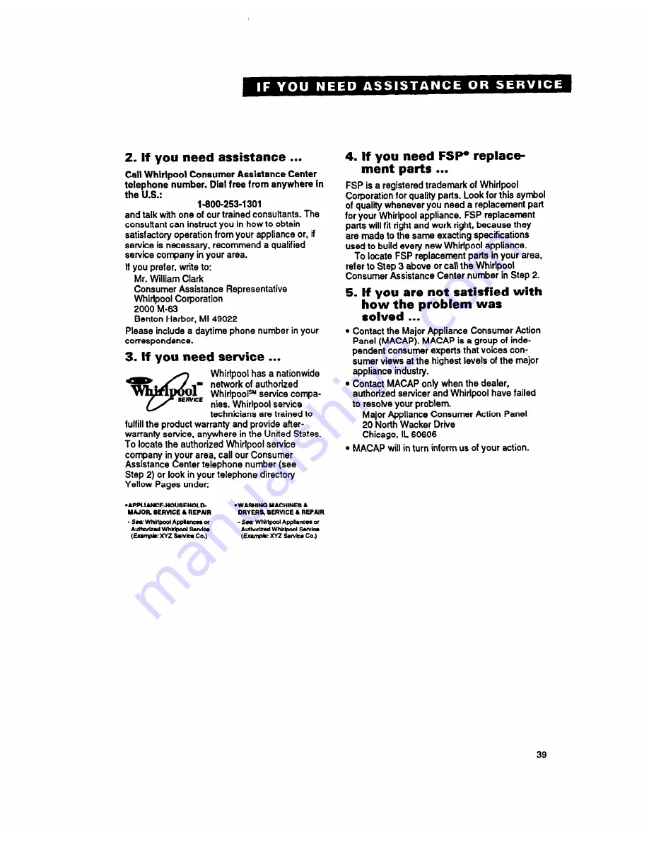 Whirlpool RB16OPXY Use And Care Manual Download Page 39