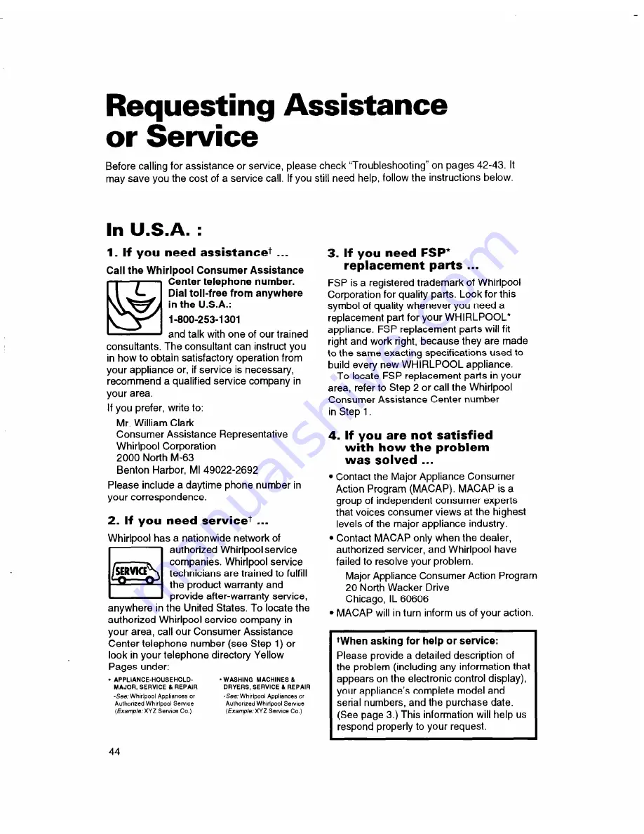 Whirlpool RBD245PD Use And Care Manual Download Page 44