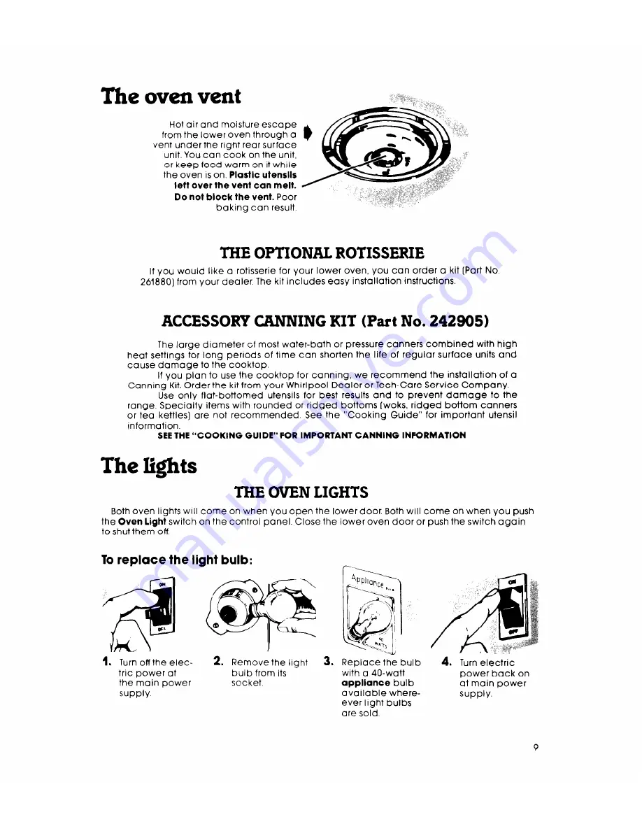 Whirlpool RE953PXK Use & Care Manual Download Page 9