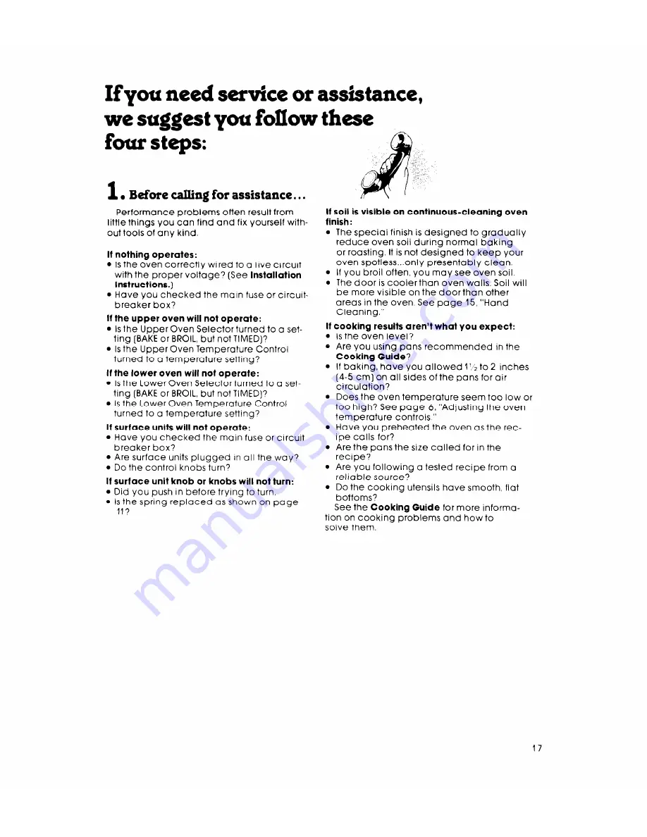 Whirlpool RE953PXK Use & Care Manual Download Page 17