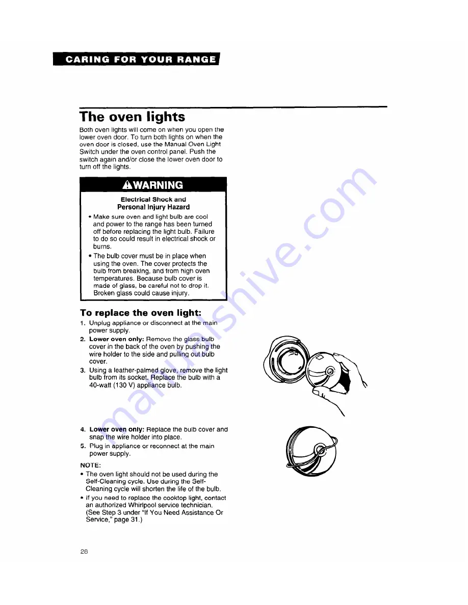 Whirlpool RE960PXY Use And Care Manual Download Page 28