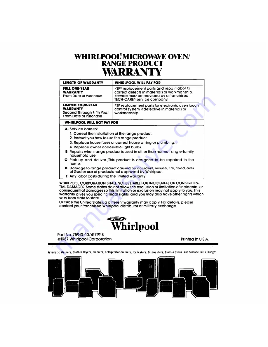 Whirlpool RF0100XR Use & Care Manual Download Page 16