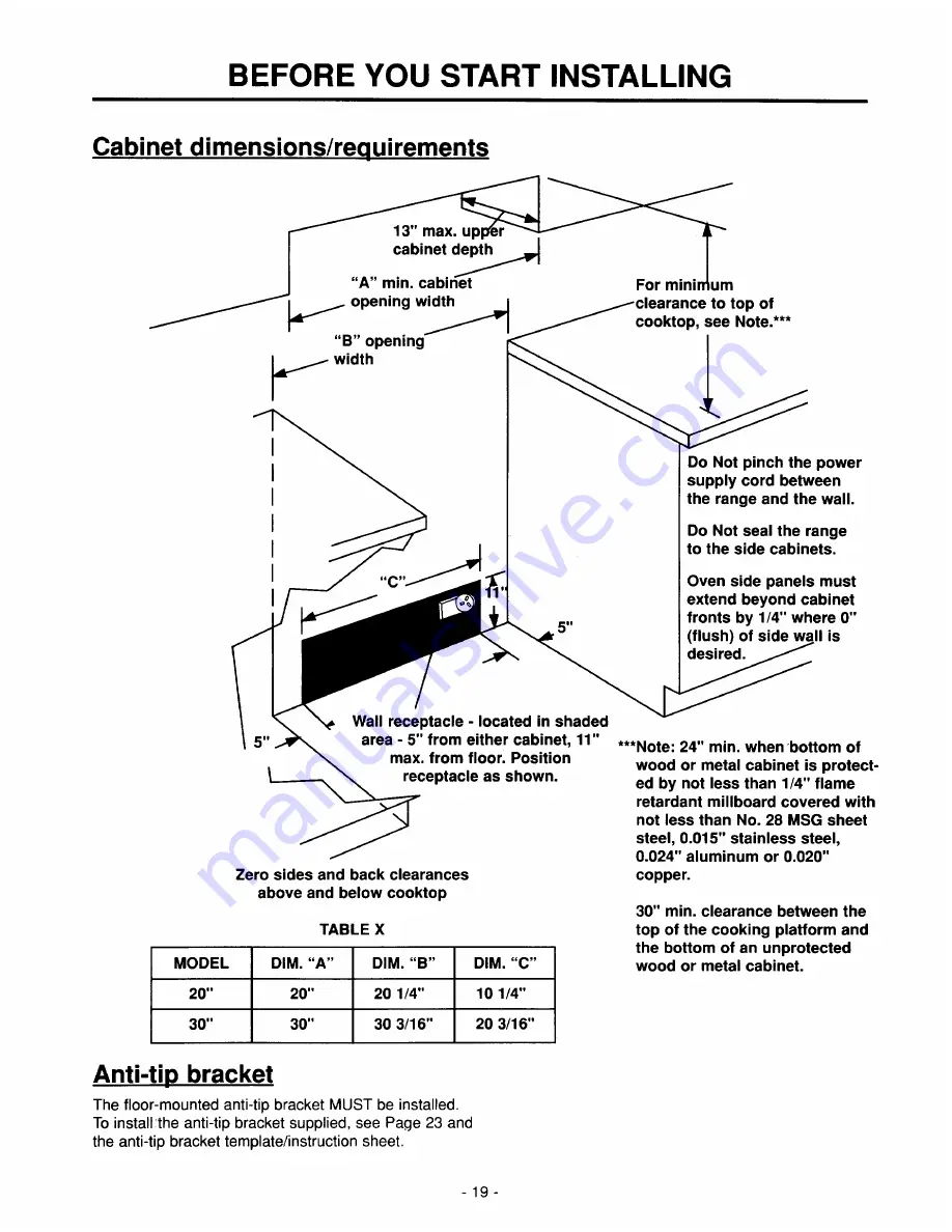 Whirlpool RF3010XE Use And Care Manual And Installation Instructions Download Page 20